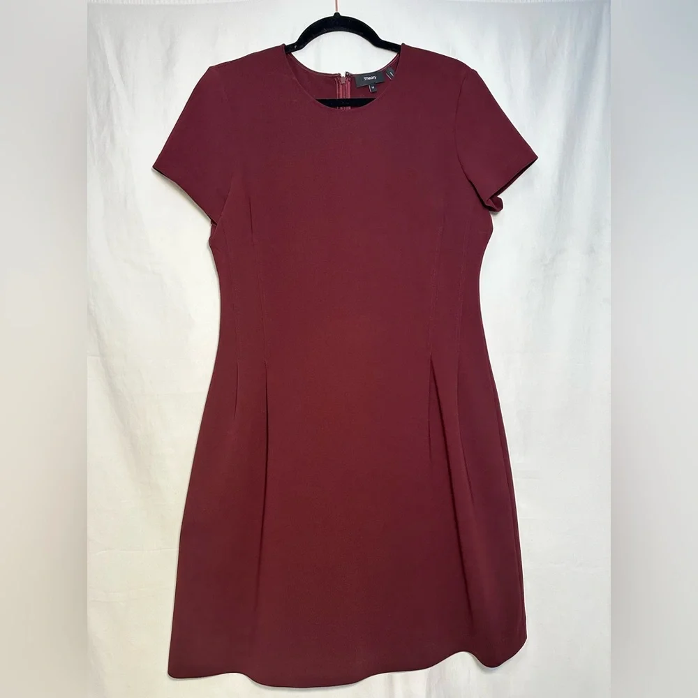 Theory Burgundy Corset Tee A-Line Dress - Picture 2 of 5